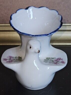 Vintage White w Pink Takahashi San Francisco Bird Dove Bud Vase Planter